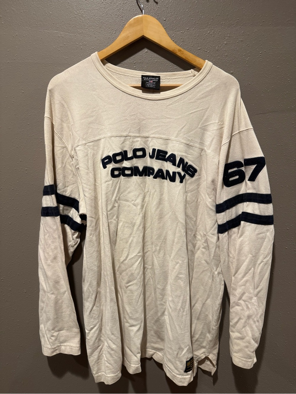 Vintage Ralph Lauren Polo Jeans Company Mens Rugby Long Sleeve Shirt